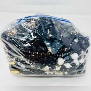 Vintage & Modern Black Colored Beaded Necklace, Mystery Jewelry Lot 3lbs